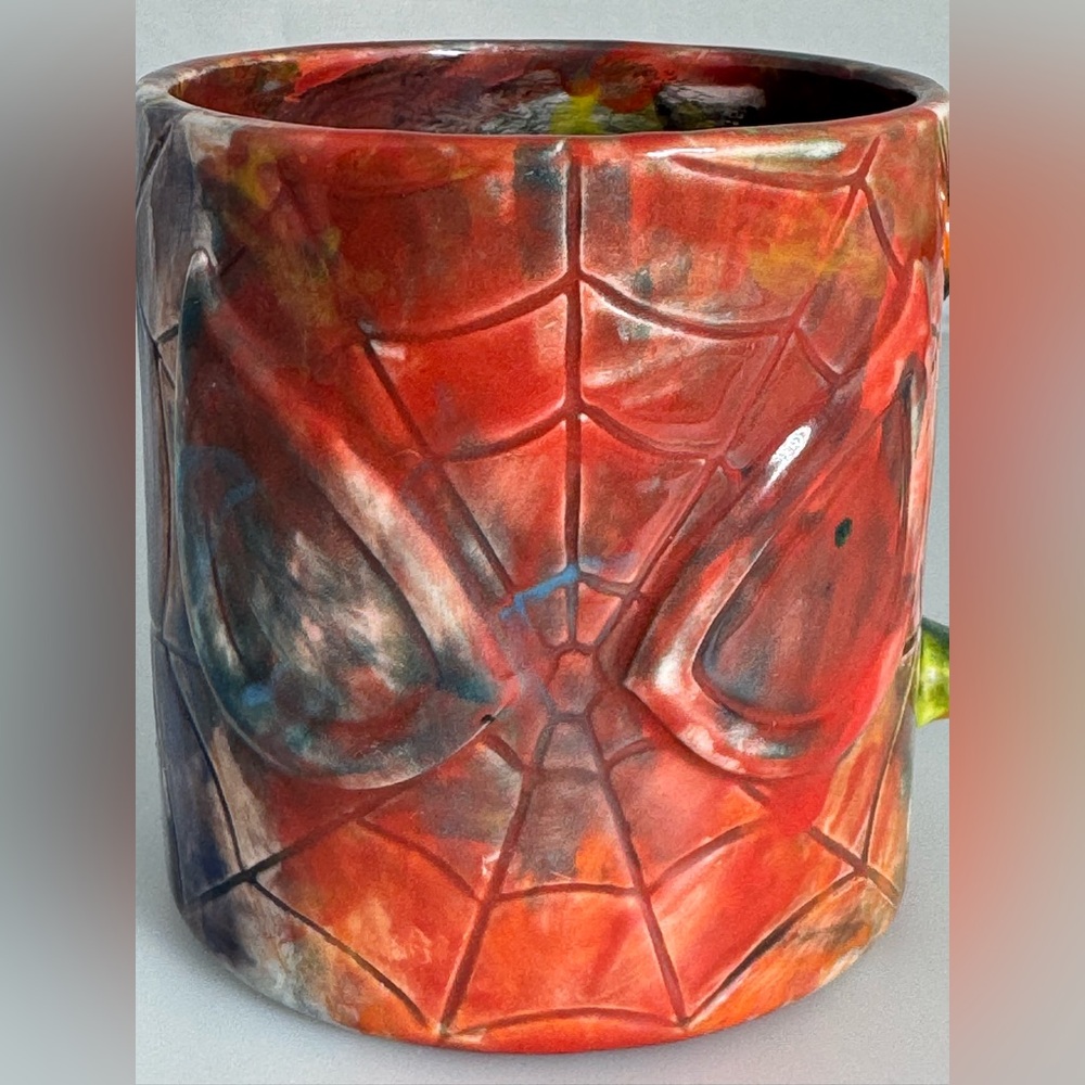 TM & Marvel & Subs Spider-man Spiderman Face Web Raised Relief Coffee Mug - Picture 2 of 12